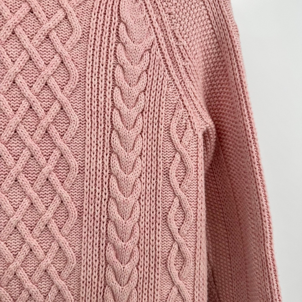 Talbots Petites Light Pink Cable Knit Turtleneck Sweater High-Low Hem Women's SP - Picture 4 of 10